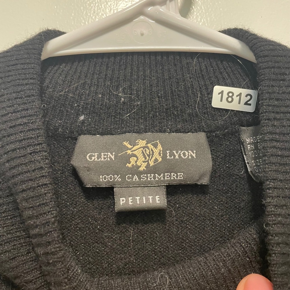 Glen Lyon 100% Cashmere Sweater Womens Petite M Black Mock Neck Pullover - Picture 3 of 7